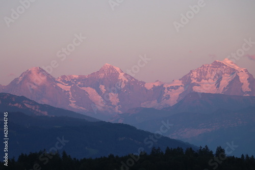 Eiger Monch and Jungfrau at sunset