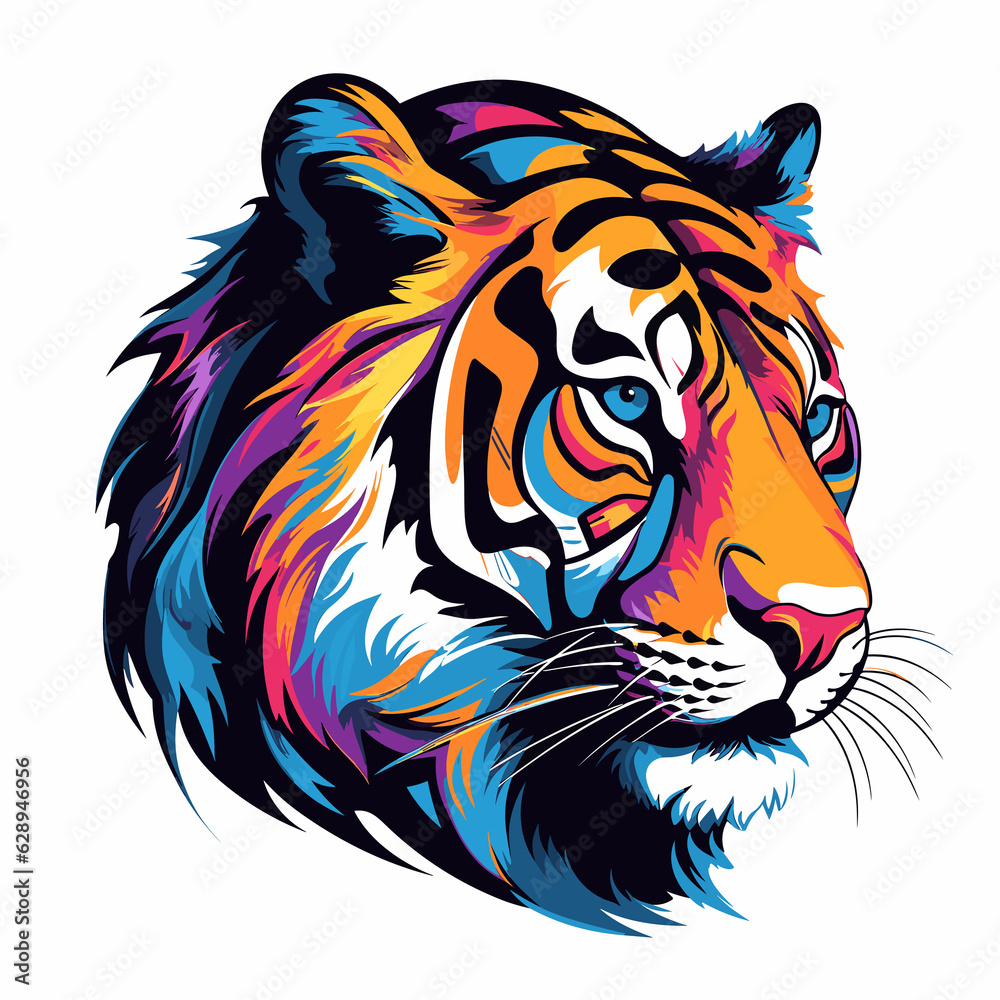 Fototapeta premium Portrait of a tiger in pop art style. Template for t-shirt and sticker.
