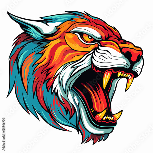 Wallpaper Mural Portrait of a tiger in pop art style. Template for t-shirt and sticker. Torontodigital.ca