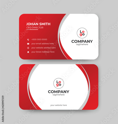 Red Minimalist Style business card - Brand Personal Corporate Visiting CArd