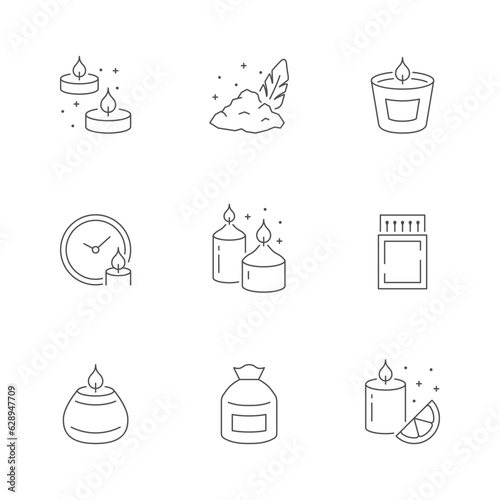 Set line icons of candle