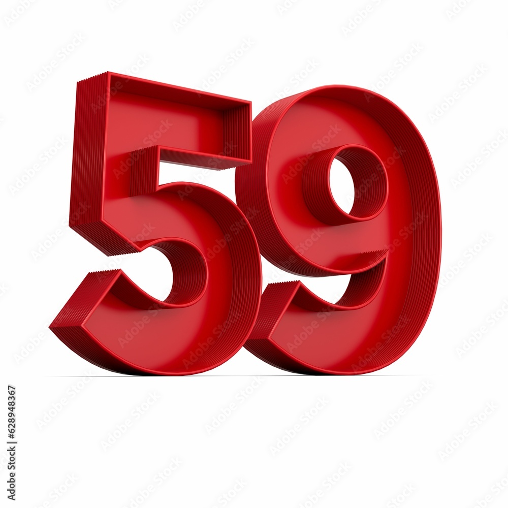 Illustration of a red number fifty-nine isolated on a white background Illustration of a red number fifty-nine isolated on a white background