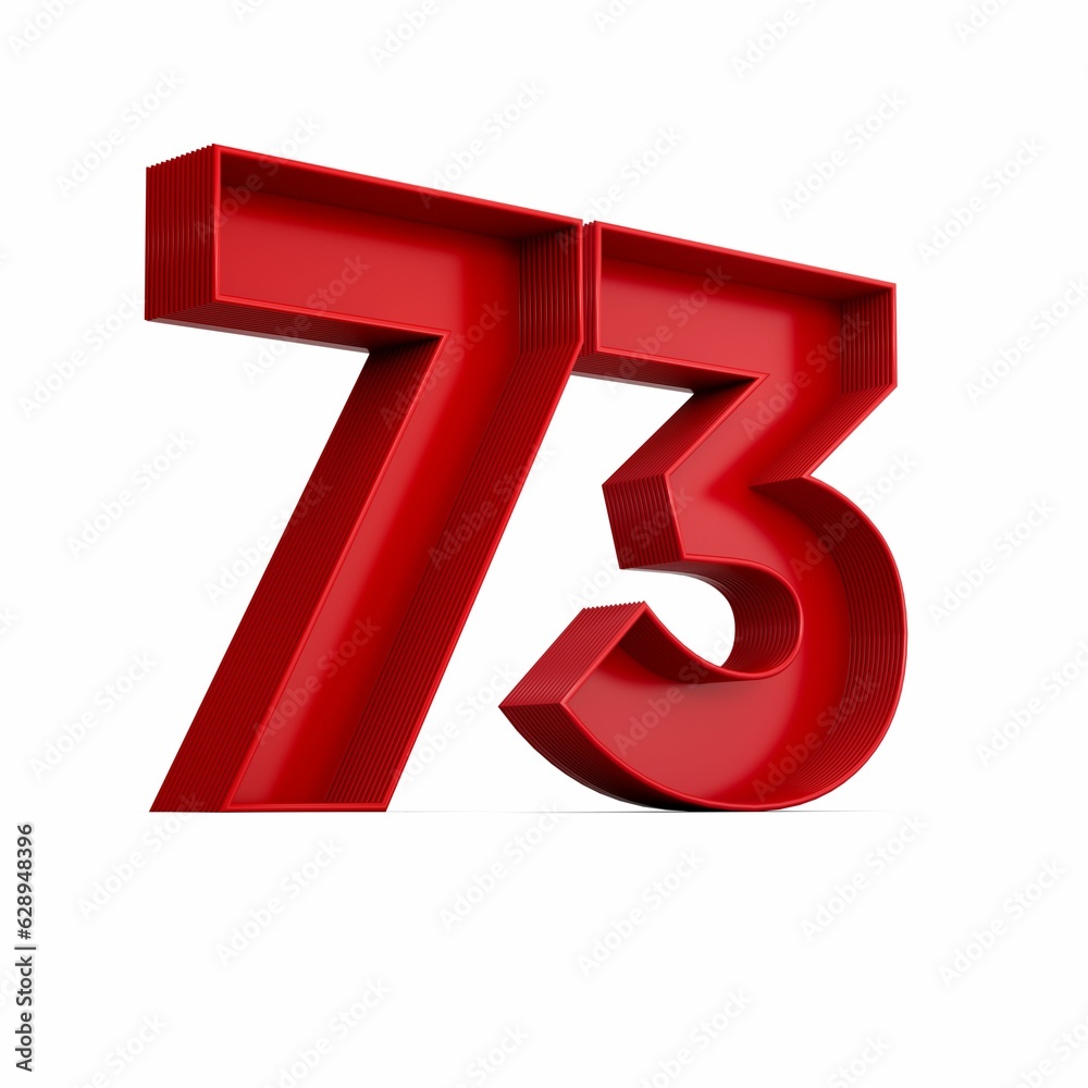 Illustration of a red number seventy-three isolated on a white background Illustration of a red number seventy-three isolated on a white background