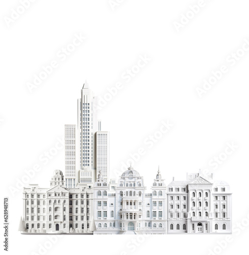 Modern city background. Paper cut design background made with periodic old buildings and modern skyscrapers.