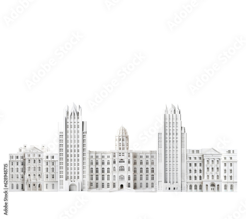 Modern city background. Paper cut design background made with periodic old buildings and modern skyscrapers.