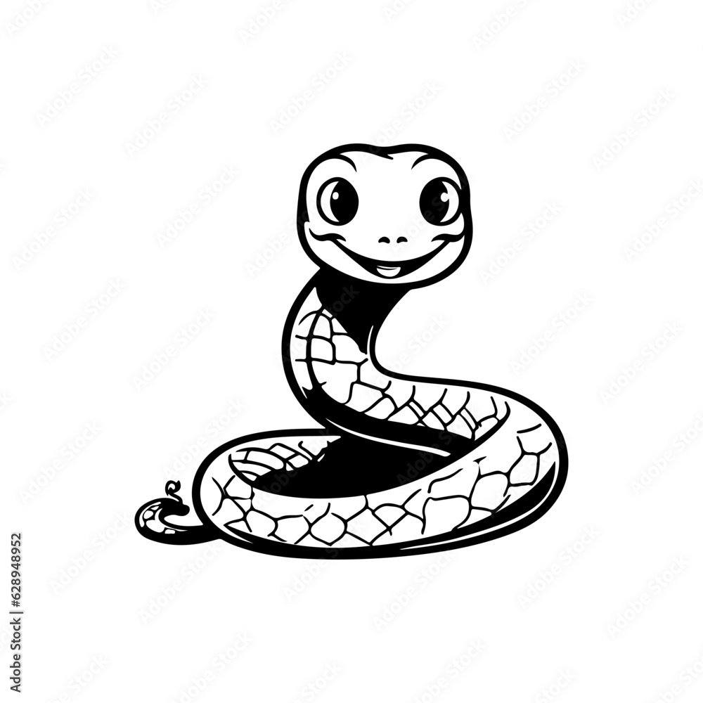 Fototapeta premium snake cartoon line sketch