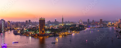 Obraz na płótnie The night lights of Cairo, aerial panorama, Egypt w salonie