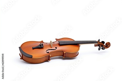 The violin is isolated on a white background.