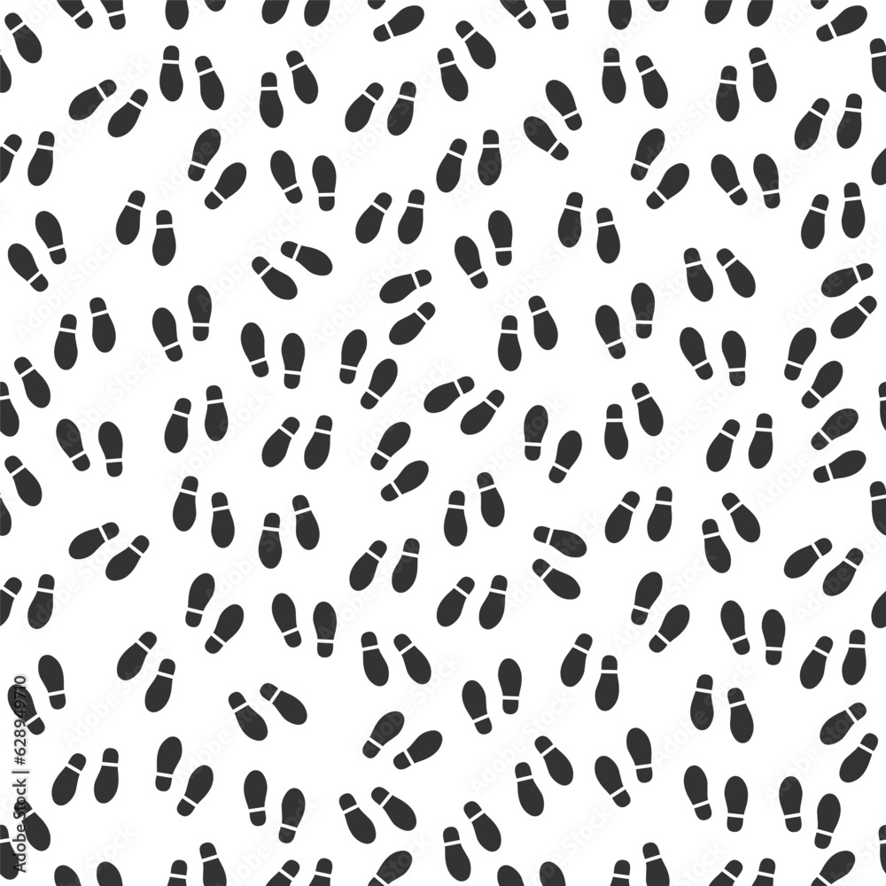 Black and White Seamless Pattern of Simple Boot Footprints Black and White Seamless Pattern of Simple Boot Footprints