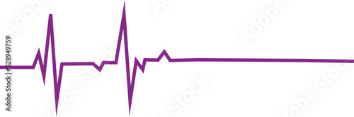 Purple heart beat vector illustration isolated on white background with transparent