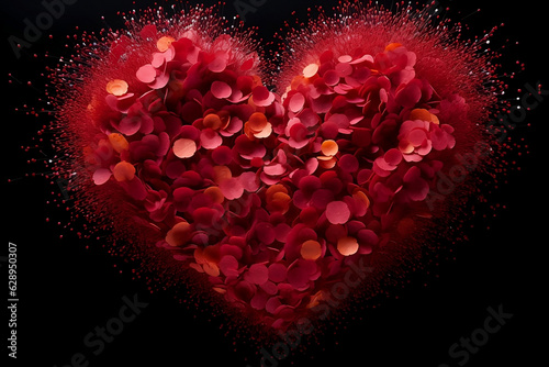 Decoration red pices Heart on Black Background photo