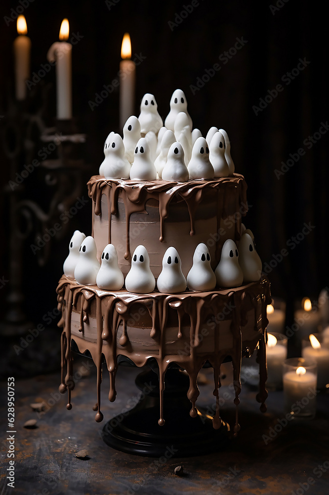 Hallooween cake, ghost and spider design 