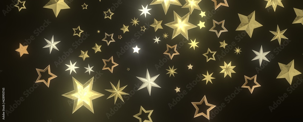 Celestial Christmas Symphony: Enthralling 3D Illustration of Falling Holiday Starbursts Celestial Christmas Symphony: Enthralling 3D Illustration of Falling Holiday Starbursts