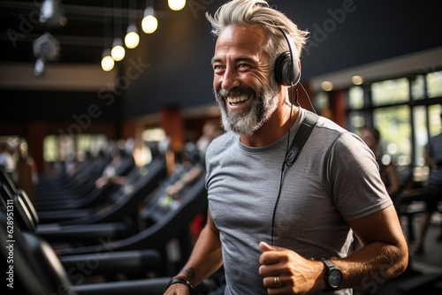 Mature man working out at t...