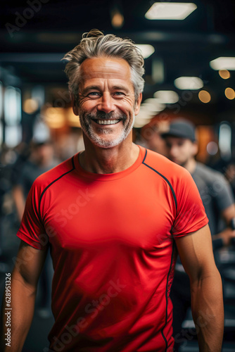 Mature man working out at t...