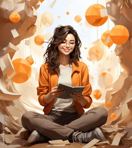 young woman with smartphone...