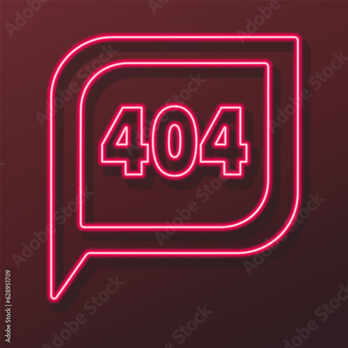 error 404 neon sign, modern glowing banner design, colorful modern design trends on black background. Vector illustration.