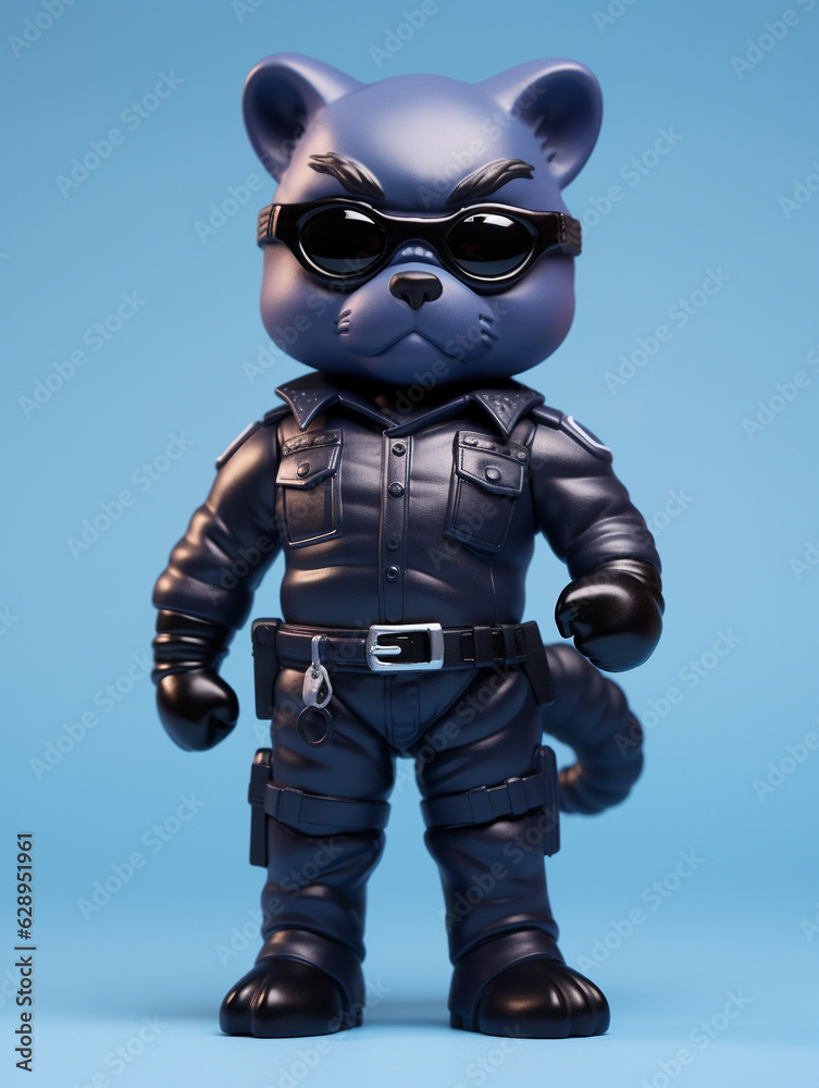 A Cute 3D Panther Dressed Up as a Police Officer on a Solid Color Background | Generative AI