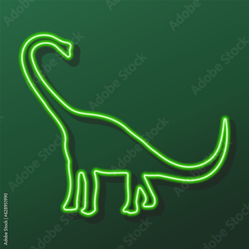diplodocus neon sign, modern glowing banner design, colorful modern design trends on black background. Vector illustration.