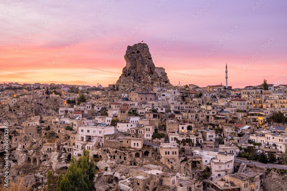 Aerial view of Cappadocia in Turkey, with the unique cave churches and towns in the region