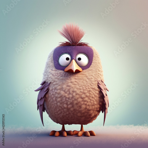3d cute bird character for games © Evgen