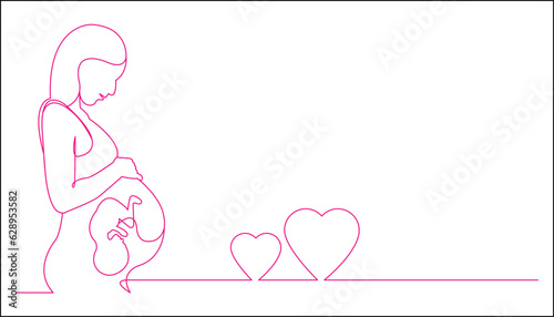 pregnant women line art illustration one line style vector eps 10