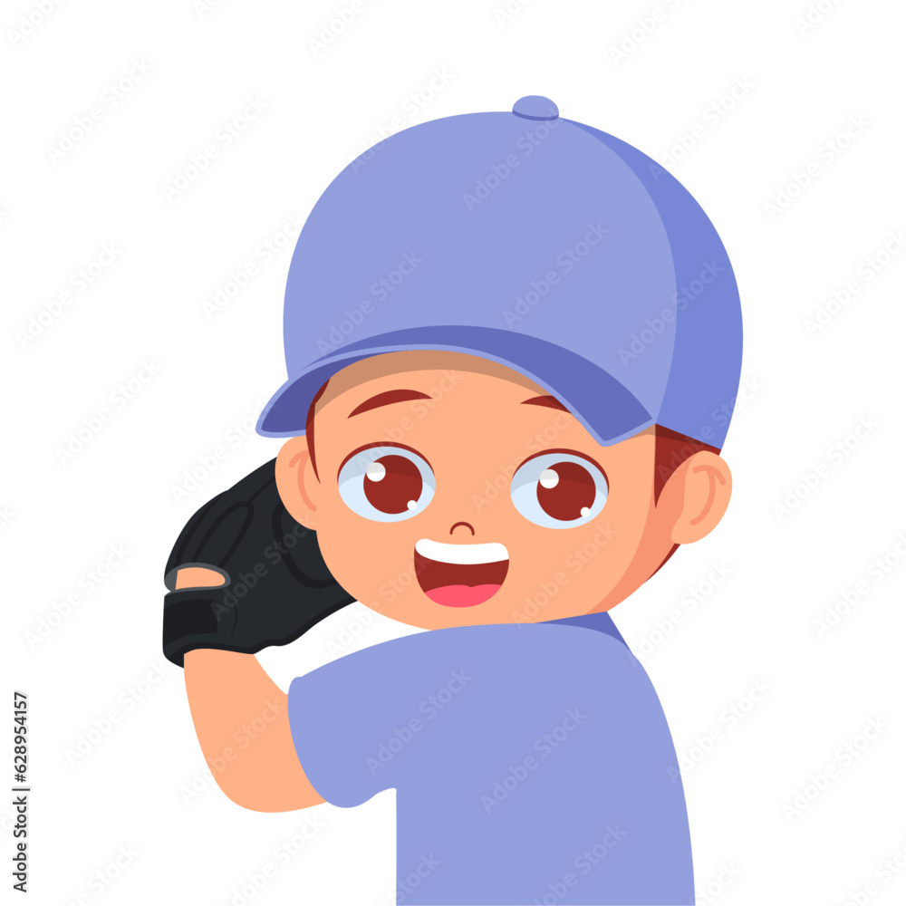 Cute boy preparing to throw baseball ball with enthusiastic face Cute boy preparing to throw baseball ball with enthusiastic face