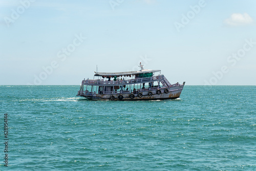 Fishermen is a career that has been popular in the seaside city of Thailand. Fishing boat is out fishing.