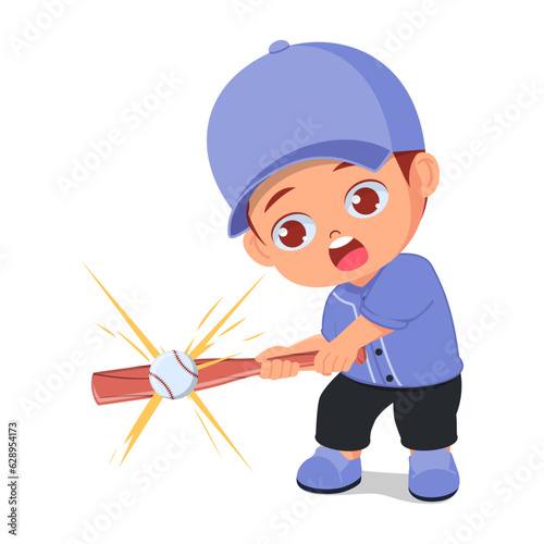 Cute boy hitting a baseball ball