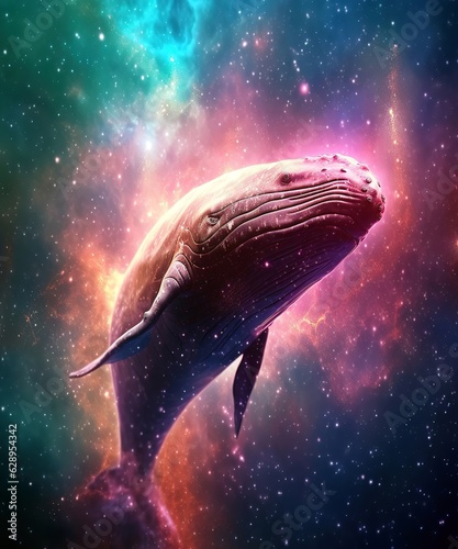 Whale breaching at Night under the Stars