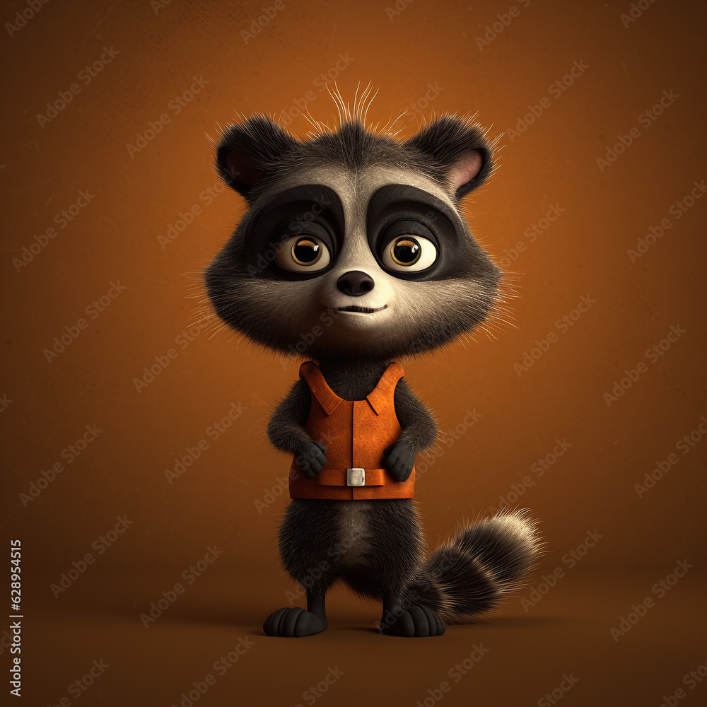 Raccoon character 3d isolated background Raccoon character 3d isolated background