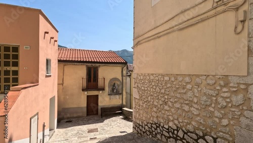 A characteristic road of Ciorlano, a medieval town on the mountains of Campania, Italy. photo