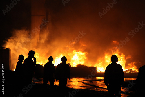 Industrial building fire, large blaze 