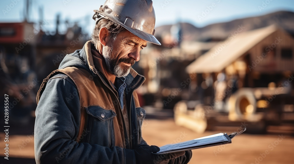 Engineer man Technician Workers on mining district Engineer man Technician Workers on mining district