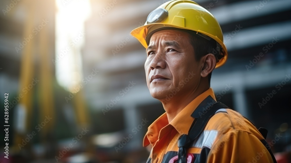Engineer man Technician Workers on site, Engineer Technician Looking Up a Engineer man Technician Workers on site, Engineer Technician Looking Up a