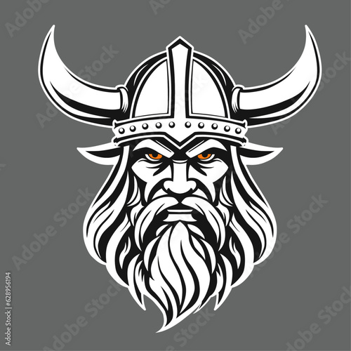 Viking head logo icon mascot vector illustration design template for branding, t-shirt, apparel