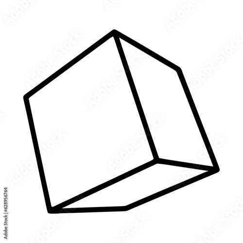 Cube line icon isolated on white background