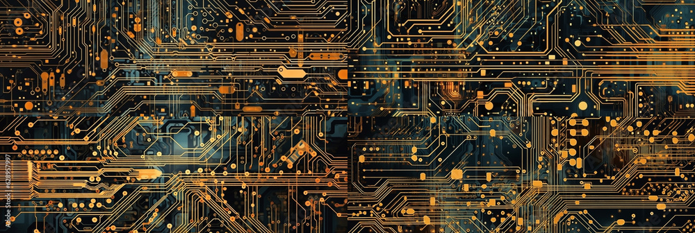 Computer Image Link high tech computer circuit, close up view image, captured in frames ...