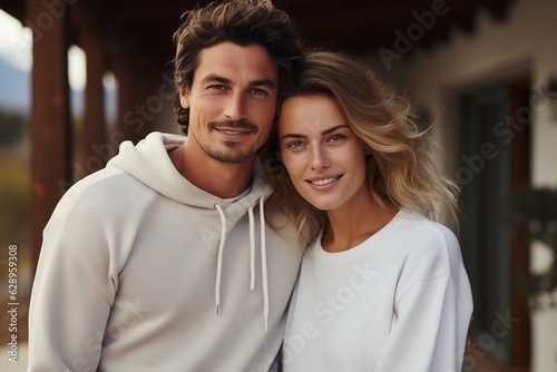 Elegant Young Couple in Sweater. AI