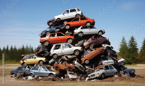 The big car dump was filled with abandoned vehicles