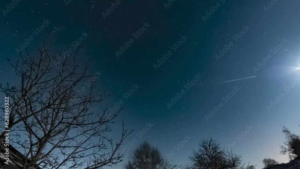 Night sky time lapse looking north towards the North Star.