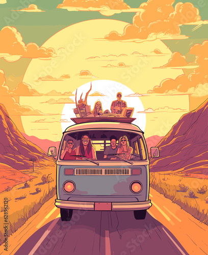 Road Trip USA Vector Illustration SVG Digital Download