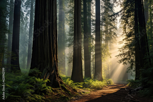 Redwood Forest in the sunlight, generative ai 