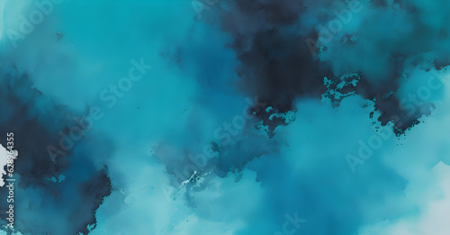 Black Silver teal turquoise abstract watercolor. Colorful art background with space for design