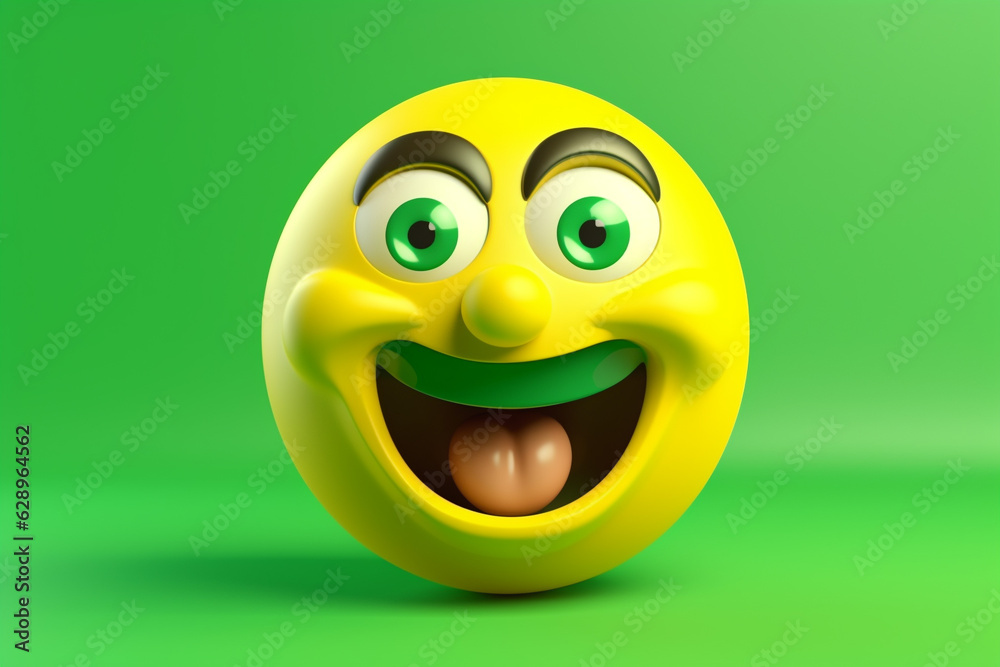 Silly Funny face expression emoticon, 3d illustration emoji