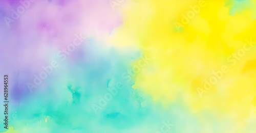 yellow purple teal turquoise abstract watercolor. Colorful art background with space for design photo