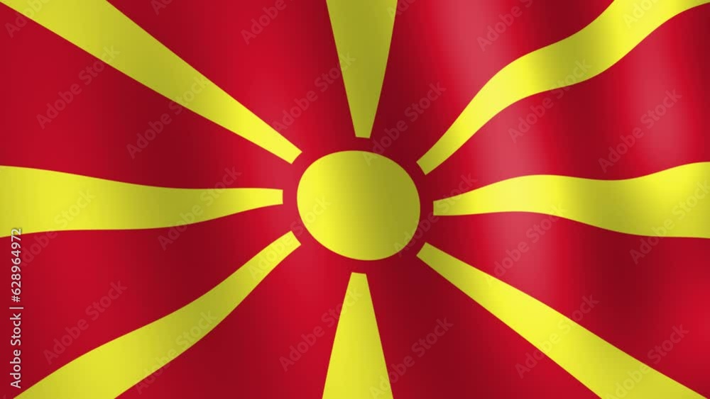Animation waving flag of North Macedonia