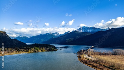 Stunning view of Pitt Lake in British Columbia, Canada, showing off the lake's serene beauty
