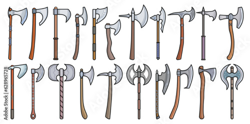 Medieval axe vector color set icon. Vector illustration medieva weapon on white background. Isolated color set icon medieval axe . photo