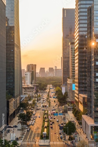 Photography Beautiful moment at sunset in Futian district, central Shenzhen